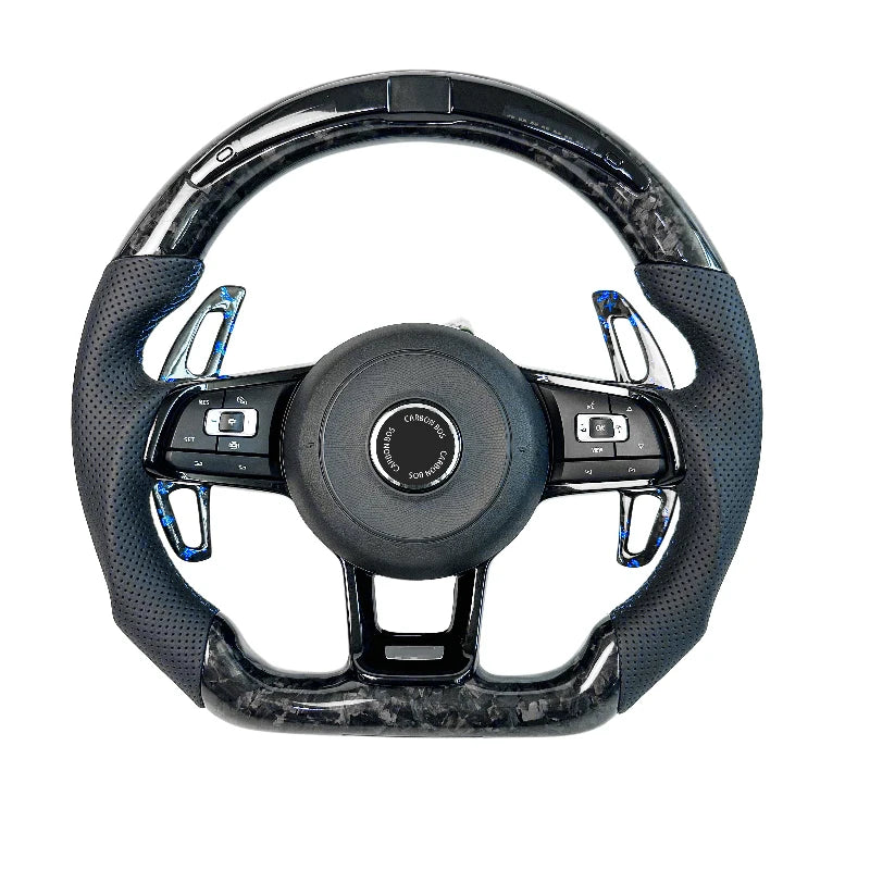 LED For Volkswagen Golf MK5 MK6 MK7 7.5 GTI GTD GTE R Polo Custom Carbon Fiber R Line Sports Steering Wheel Alcantara