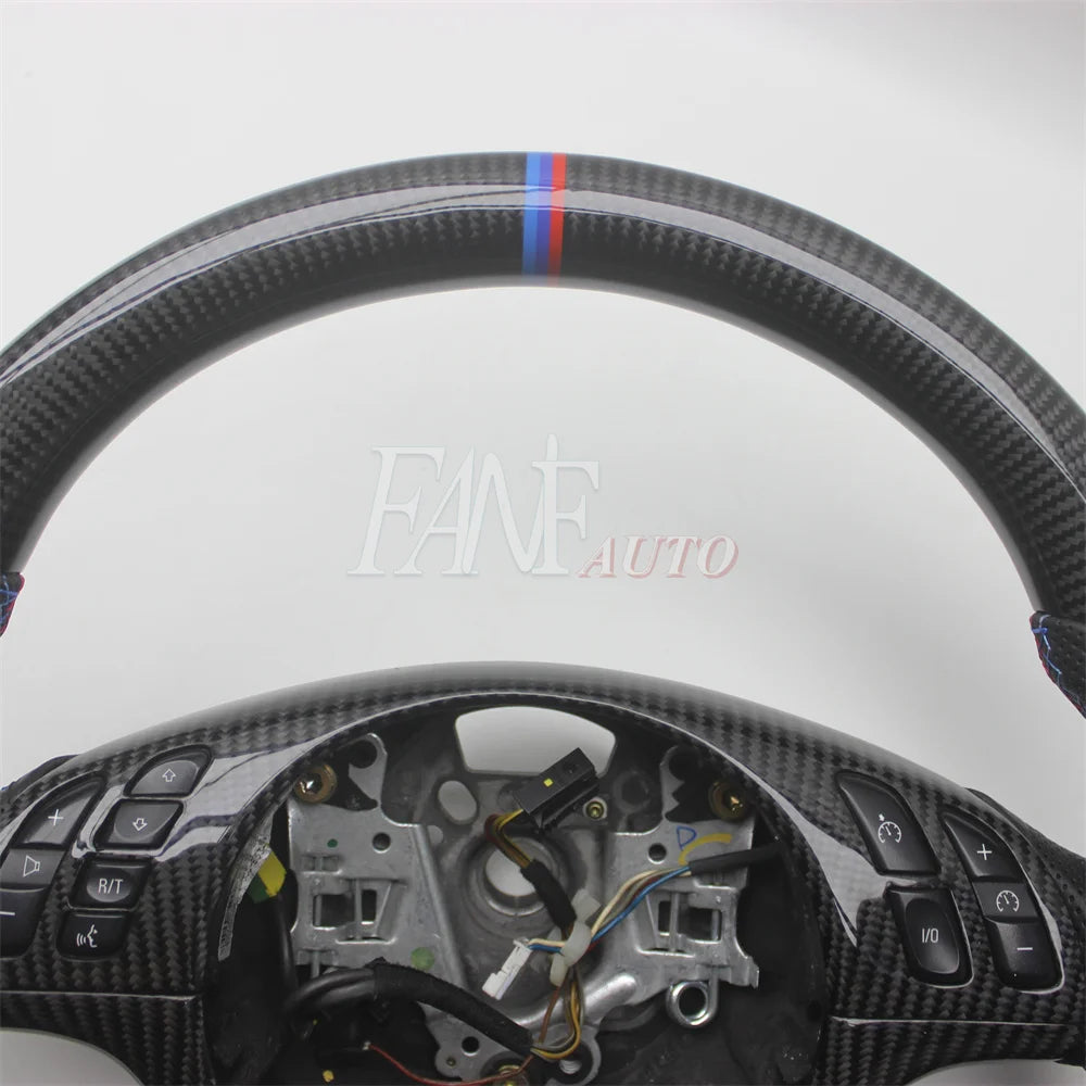 Replacement Real Carbon Fiber Steering Wheel with Leather for BMW E46 3 Series 1997-2006