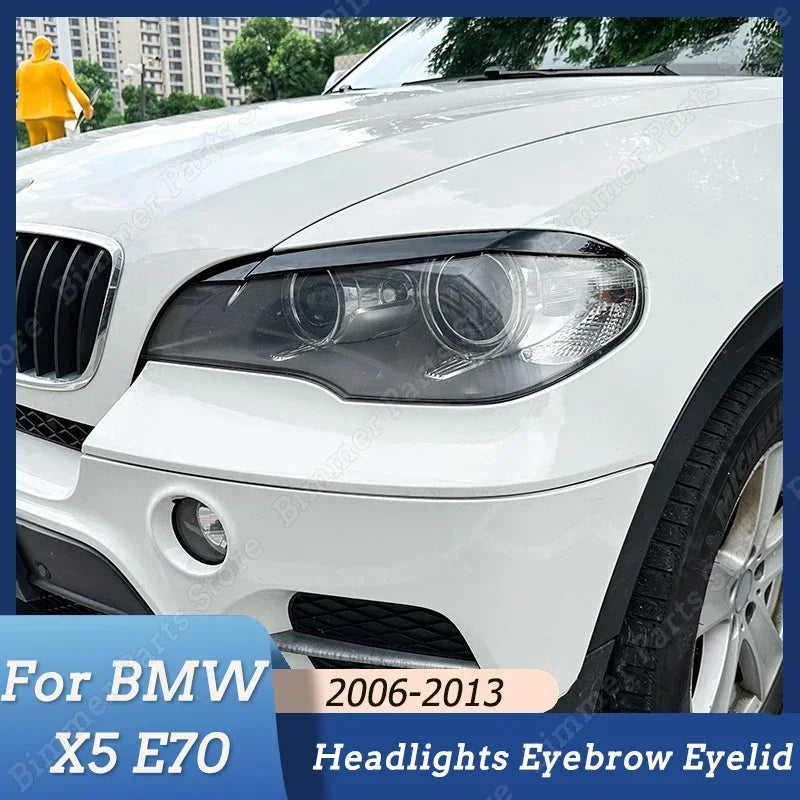 Car Front Headlight Eyebrows Eyelid Lid Trim Lamp Cover Sticker for BMW X5 E70 30d 48i 30i 35d 40d 30d 50i 35i M50d 2006-2013