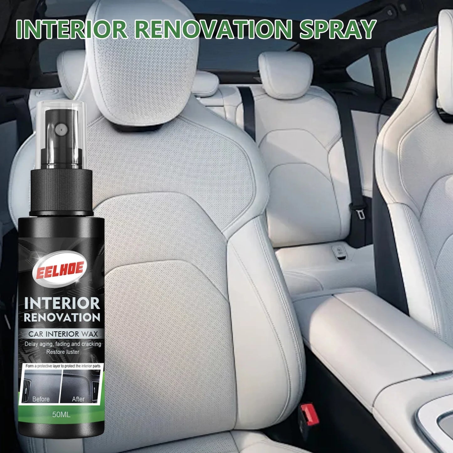 EELHOE Car Leather Protection Spray Delay Oxidation Seat Car Detailing Plastic Restorer Car Leather Seats Cleaning Spray 50ml